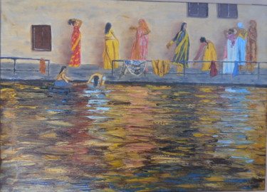 Peinture intitulée "toilette-33x24-huil…" par Alice Queffelec, Œuvre d'art originale, Huile