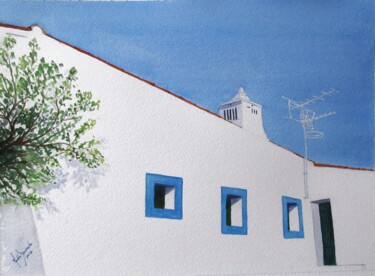 Branca como a Neve e Azul como o Céu,Algarve Painting titled "Branca como a Neve…" by Inês Dourado, Original Artwork, Watercolor
