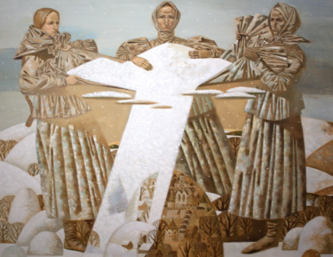Painting titled "Winter sisters" by Andrey Simakov, Original Artwork, Oil