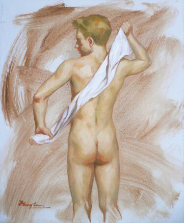 绘画 标题为“Oil painting  man b…” 由Hongtao Huang, 原创艺术品, 油