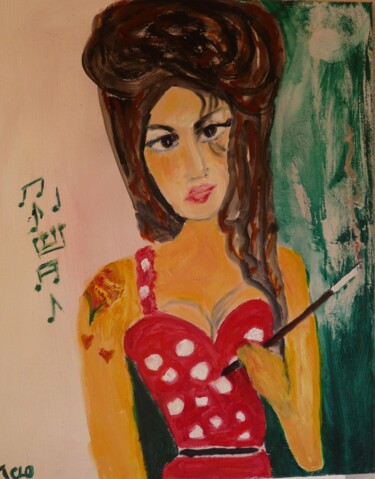 Peinture intitulée "Amy  Whinehouse "fo…" par Jacqueline Claux (Jaklinclo), Œuvre d'art originale, Huile Monté sur Châssis e…