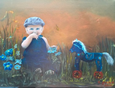 Peinture intitulée "radosny chlopczyk" par Grazyna Jezak, Œuvre d'art originale, Huile