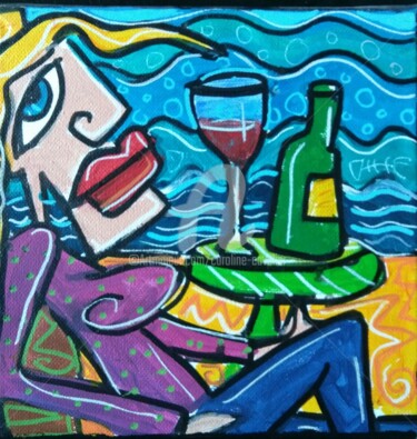 Peinture intitulée "Au bord de l'eau" par Caroline Cavalier, Œuvre d'art originale