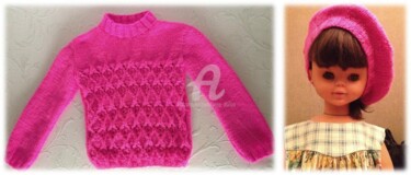 Pull avec alvéoles et béret assorti, tricot