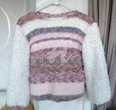 Pull à rayures horizontales rose et marron, tricot