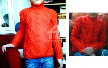Pull torsadé rouge pour petite fille, tricot