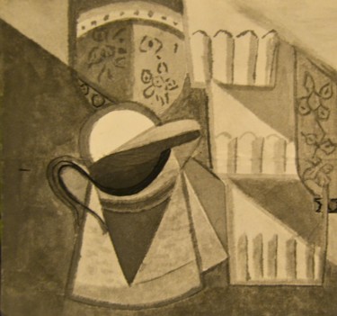 Dessin intitulée "Le service à orange…" par Patrice Preveirault, Œuvre d'art originale, Encre