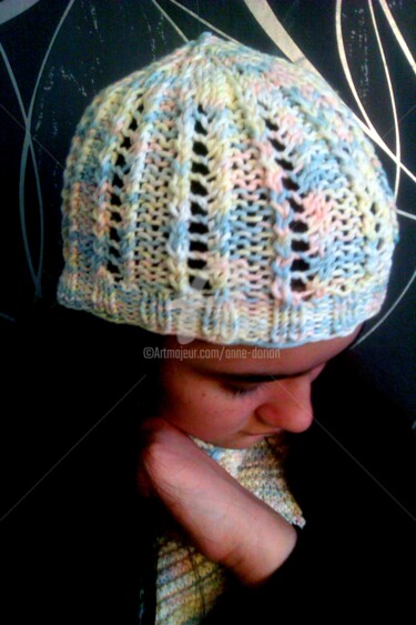 Bonnet multicolore bleuté