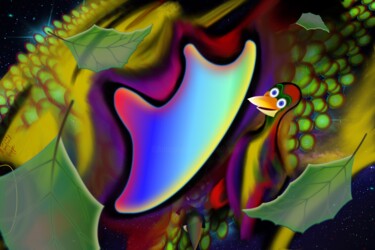 Digitale Kunst mit dem Titel "Treibgut im Kosmos" von Manfred Hoppe, Original-Kunstwerk, Digitale Malerei