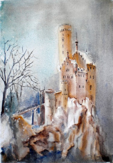Schilderij getiteld "the rock 1" door Giorgio Gosti, Origineel Kunstwerk, Aquarel