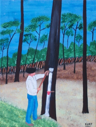 Peinture intitulée "Résinier" par Didier Dordeins, Œuvre d'art originale, Acrylique Monté sur Châssis en bois