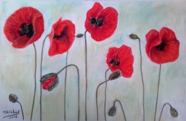 Peinture intitulée "Gentils coquelicots" par Marian Cobos, Œuvre d'art originale, Pastel