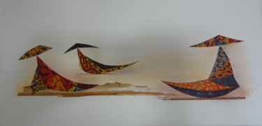 Collages intitulée "Conciliabule" par Martine Capdeville-Lacomme, Œuvre d'art originale