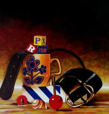Painting titled "Arrangement with bl…" by Dan Civa, Original Artwork, Acrylic