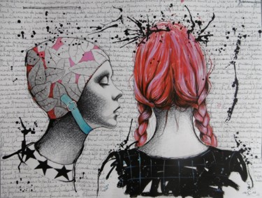 Peinture intitulée "tête" par Catherine Cornec, Œuvre d'art originale, Acrylique