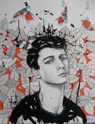 Peinture intitulée "tête" par Catherine Cornec, Œuvre d'art originale, Acrylique