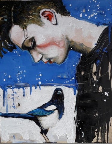 Peinture intitulée "tête" par Catherine Cornec, Œuvre d'art originale, Huile