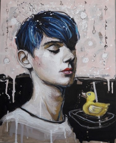 Peinture intitulée "tête" par Catherine Cornec, Œuvre d'art originale, Huile