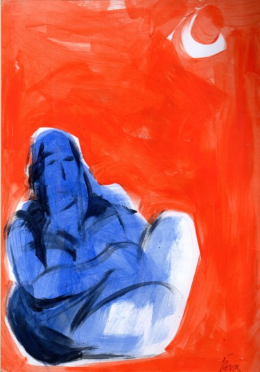 Drawing titled "femme-arabe.jpg" by Bachir Laib, Original Artwork, Ink