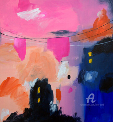 Peinture intitulée "Matin rose" par Kam Bendi, Œuvre d'art originale, Acrylique