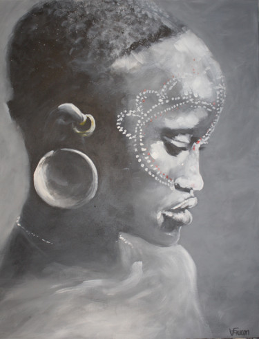 peuple de l'omo 30 Peinture intitulée "peuple de l'omo 30" par Valérie Faucon, Œuvre d'art originale, Acrylique