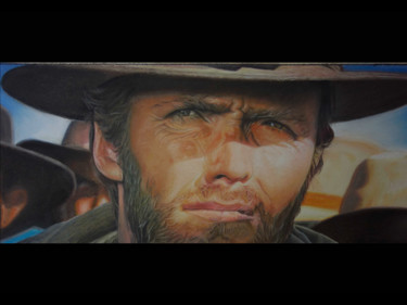 Dessin intitulée "Clint Eastwood" par Jean-Louis Silvestri, Œuvre d'art originale, Pastel
