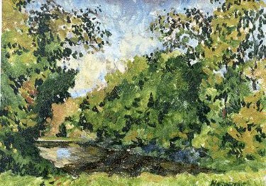 Peinture intitulée "La mare" par Claude Hardenne, Œuvre d'art originale