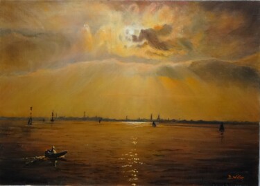 Peinture intitulée "au-large-de-venise" par Brigitte With, Œuvre d'art originale, Huile