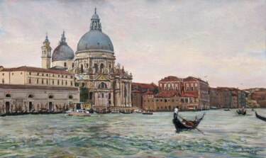 Peinture intitulée "Venise-l'entrée-du-…" par Brigitte With, Œuvre d'art originale, Huile