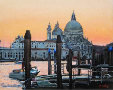 Peinture intitulée "Venise-l'église-de-…" par Brigitte With, Œuvre d'art originale, Huile
