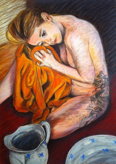 The girl with the dragon tattoo Pittura intitolato "The girl with the d…" da Stefano Di Marco, Opera d'arte originale, Pastello