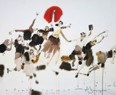 Painting titled "И армия пришла и по…" by Alexander Votsmush, Original Artwork, Watercolor