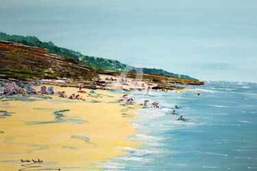 Peinture intitulée "plage-et-baignade.j…" par Didier Duclos, Œuvre d'art originale, Acrylique