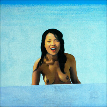 Peinture intitulée "j'attendais ça depu…" par Daniel Moline, Œuvre d'art originale, Huile Monté sur Autre panneau rigide