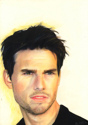 Dessin intitulée "tom-cruise.jpg" par Sisco, Œuvre d'art originale, Pastel