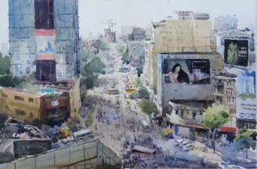 Painting titled "Saigon le matin." by Vincent Monluc, Original Artwork, Watercolor