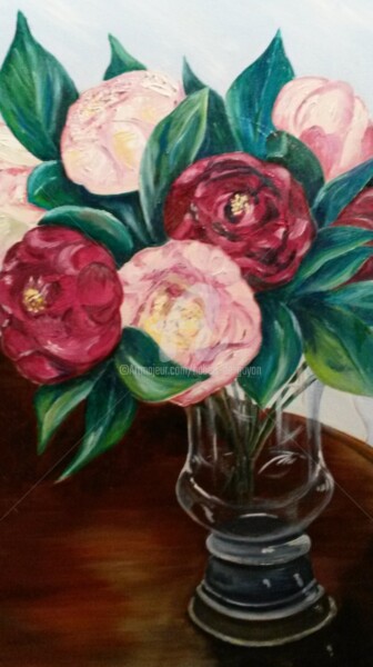 Peinture intitulée "les fleurs" par Hubert De Guyon, Œuvre d'art originale, Huile
