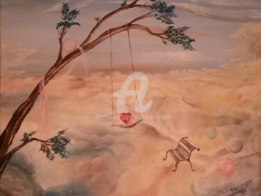 Peinture intitulée "le jardin de l'amour" par Hubert De Guyon, Œuvre d'art originale, Huile