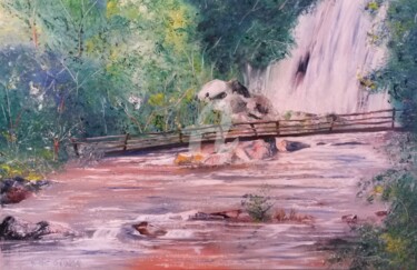 Peinture intitulée "la cascade" par Hubert De Guyon, Œuvre d'art originale, Huile