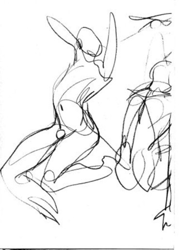 Dessin intitulée "corps dansant saisi…" par Claude Hardenne, Œuvre d'art originale