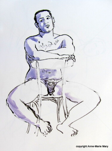 Dessin intitulée "cesar-1-4-janv-2017…" par Anne-Marie Mary, Œuvre d'art originale