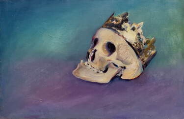 绘画 标题为“Crâne à la Couronne” 由Henri Eisenberg, 原创艺术品, 油 安装在木质担架架上