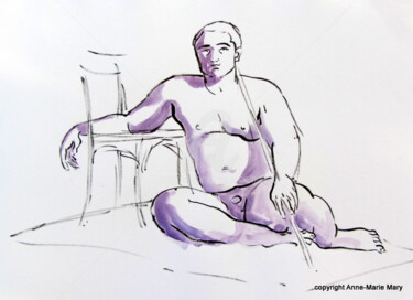 Dessin intitulée "cesar-2-4-janv-2017…" par Anne-Marie Mary, Œuvre d'art originale