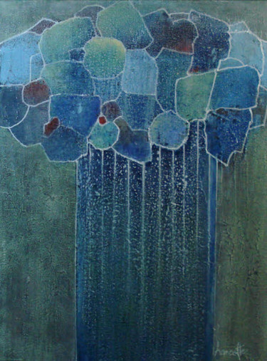 Peinture intitulée "bouquet-bleu-2.jpg" par Gilles Hancotte, Œuvre d'art originale, Acrylique