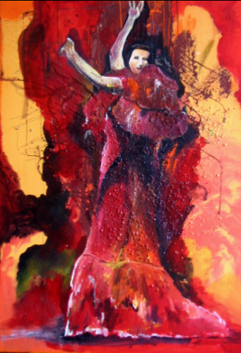Peinture intitulée "flamenco" par Lapiche, Œuvre d'art originale