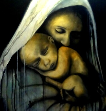 Pittura intitolato "nativita-01" da Alvise Bon (Alviart), Opera d'arte originale, Acrilico
