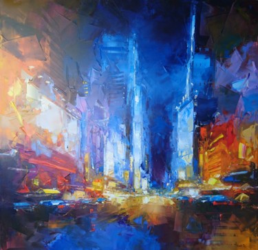 Peinture intitulée "N.Y nuit" par Benoit Havard, Œuvre d'art originale