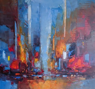 Peinture intitulée "N.Y Times Square" par Benoit Havard, Œuvre d'art originale