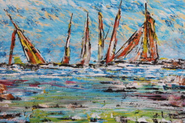 Peinture intitulée "bord-de-mer et voil…" par Didier Duclos, Œuvre d'art originale, Acrylique