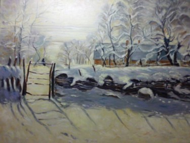 Schilderij getiteld "Hommage à Claude Mo…" door Geneviève Baud Caizergues, Origineel Kunstwerk, Olie Gemonteerd op Frame voo…